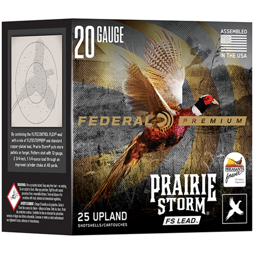 Picture of Federal Federal Premium Prairie Storm Shotgun Ammo 20 ga. 3 in. 1-1/4 oz. 4 Shot FS Lead 25 rd. PFX258FS 4 PFX258FS4