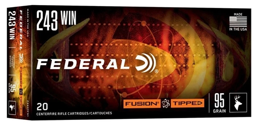 Picture of Federal Fusion Tipped Rifle Ammunition .243 Win 95gr PT 3050 fps 20/ct F243TFS1