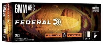 Picture of Federal Fusion Tipped Rifle Ammunition 6mm ARC 110gr PT 2600fps 20/ct F6ARCTFS2