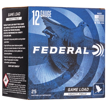 Picture of Federal Game-Shok Heavy Field Load 12 ga 2 3/4" 3 1/4 dr 1 1/8 oz #467.58 1255 fps - 25/box H123 6 H1236