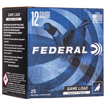 Picture of Federal Game Load Upland Heavy Field, 12 Gauge, 2.75", #6, 3 1/4 Dram, 1 1/4 oz, Shot, 25 Round Box H1256