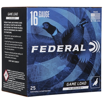 Picture of Federal Game Load, Hi-Brass, 16 Gauge, 2.75", #6, 3 1/4 Dram, 1 1/8 oz, Shot, 25 Round Box H1636