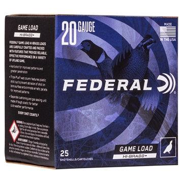 Picture of Federal Game-Shok Upland Game Hi Brass Load 20 ga 2 3/4" MAX 1 oz #7.5 - 25/box H204 7.5 H20475