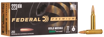 Picture of Federal Premium Gold Medal Sierra MatchKing Rifle Ammunition .223 Rem 77 gr BTHP 2720 fps - 20/ct GM223M3
