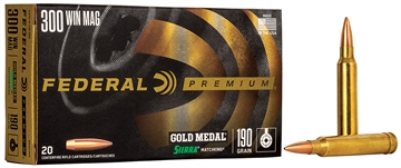 Picture of Federal Premium Gold Medal Sierra MatchKing Rifle Ammunition .300 Win Mag 190 gr BTHP 2900 fps - 20/ct GM300WM