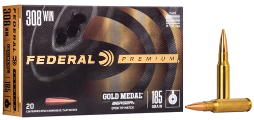 Picture of Federal Premium Gold Medal 308Win 185gr Berger Jugernaught Open Tip Match 20 Per Box/10 Case GM308BH185