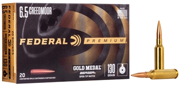 Picture of Federal Premium Gold Medal 6.5Creedmoor 130gr Berger Hybrid Open Tip Match 20 Per Box/10 Case GM65CRDBH130
