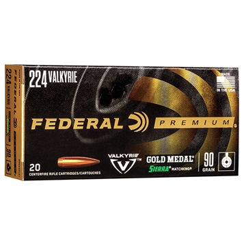 Picture of Federal Premium Gold Medal Sierra Matchking Ammunition .224 Valkyrie 90 gr 2700 fps BTHP 20/ct GM224VLK1