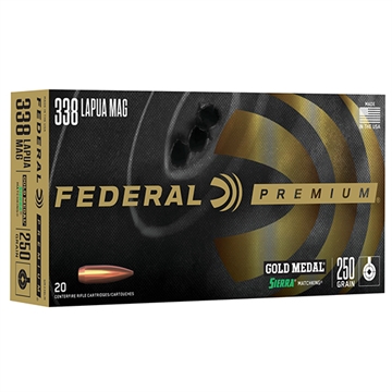 Picture of Federal Premium Gold Medal Rifle Sierra MatchKing Ammunition .338 Lapua Mag 250 gr BTHP 2950 fps - 20/ct GM338LM