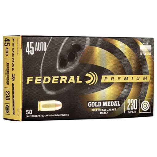 Picture of Federal Premium Gold Medal 45ACP 230gr Full Metal Jacket 50 Per Box/20 Case GM45A