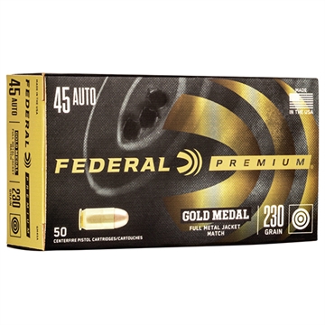 Picture of Federal Premium Gold Medal 45ACP 230gr Full Metal Jacket 50 Per Box/20 Case GM45A