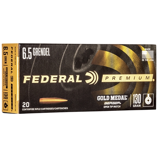 Picture of FEDERAL AMMO GOLD MEDAL 6.5GREN 130GR BERG BTHP 20/10 GM65GDLBH130