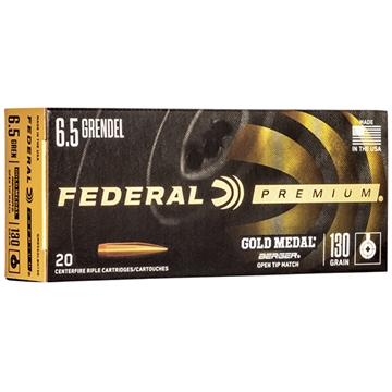 Picture of FEDERAL AMMO GOLD MEDAL 6.5GREN 130GR BERG BTHP 20/10 GM65GDLBH130
