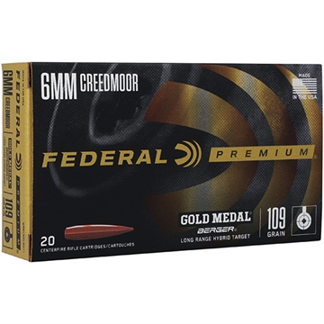 Picture of Federal Premium Gold Medal 6mmCreedmoor 109gr Berger Long Range Hybrid Target 20 Per Box/10 Case GM6CRDLRHT1