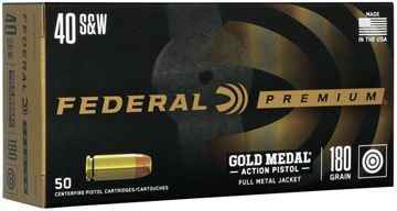 Picture of Federal Gold Medal Centerfire Pistol 40S&W 180gr Full Metal Jacket 50 Per Box/10 Case GM40AP1