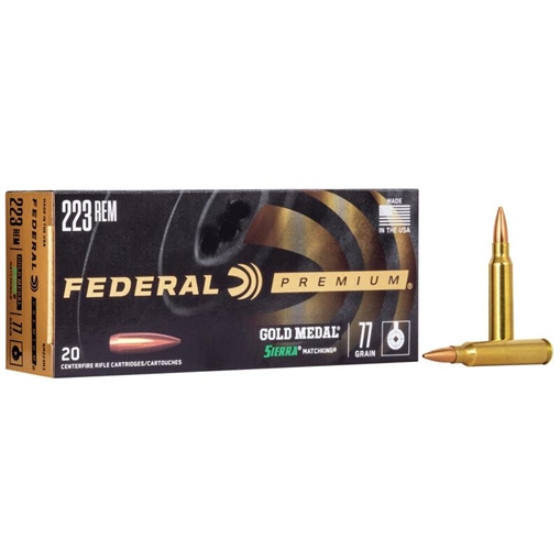 Picture of Federal Gold Metal Rifle Ammunition .223 Rem 69 gr BTHP 2720 fps 200/ct GM223MCASE