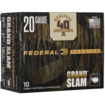 Picture of Federal Grand Slam Realtree 40th Anniversary Shotshells 20ga 3" 1-5/16oz 1185 fps #5 10/ct PFCX258FRT 5