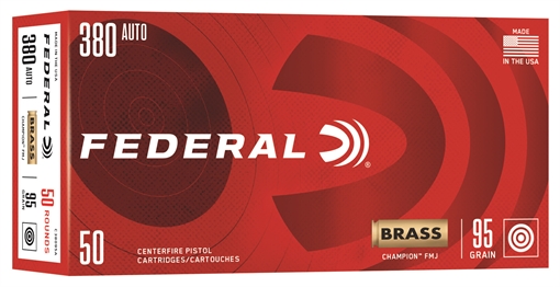 Picture of Federal Champion 380ACP 95gr Full Metal Jacket 50 Per Box/20 Case C38095A