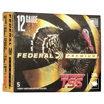 Picture of Federal Heavyweight TSS with Flightcontrol Flex, Lead Free, 12 Gauge, 3.5", #9 Shot, 2 1/4oz, 5 Round Box, California Certified Nonlead Ammunition PTSSX191F9