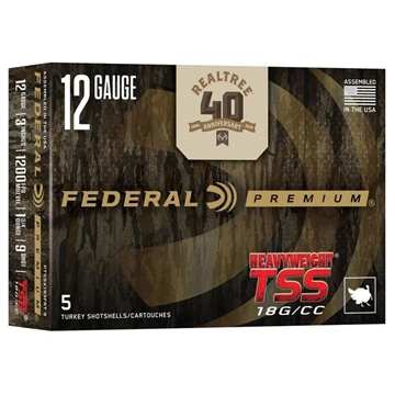 Picture of Federal Heavyweight TSS Realtree 40th Anniversary Special Edition Shotshell 12ga 3" 1-3/4oz 1200 fps #9 5/ct PTSSX193FRT 9