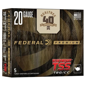Picture of Federal Heavyweight TSS Realtree 40th Anniversary Special Edition Shotshell 20ga 3" 1-1/2oz 1100 fps #9 5/ct PTSSX259FRT 9