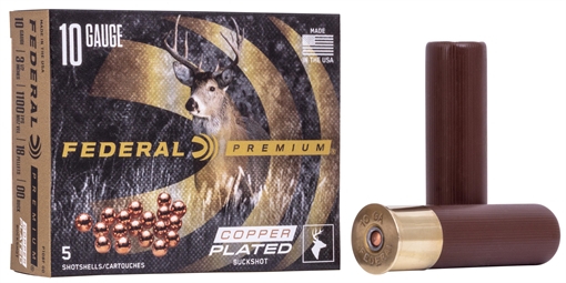 Picture of Federal P108F00 Premium Buckshot 10Gauge 3.50" 18Pellets 2 1/4oz 00BuckShot 5 Per Box/50 Case P108F00 P108F 00