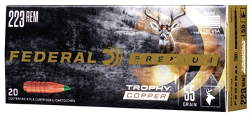 Picture of Federal Premium Vital-Shok Trophy Copper Rifle Ammunition .223 Rem 55 gr Poly Tip 3240 fps 20/ct P223TC1