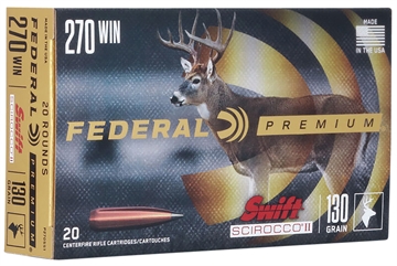 Picture of Federal Swift Scirocco II Rifle Ammunition .270 Win 130 gr Poly Tip 3050 fps 20/ct P270SS1