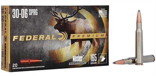 Picture of Federal Premium 30-06Springfield 165gr Nosler Partition 20 Per Box/10 Case P3006AD