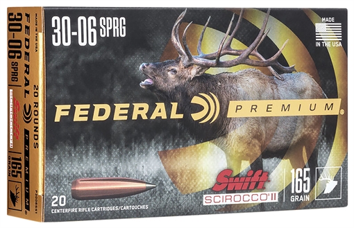 Picture of Federal Premium 30-06Springfield 165gr Swift Scirocco II 20 Per Box/10 Case P3006SS1