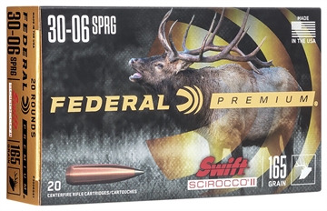 Picture of Federal Premium 30-06Springfield 165gr Swift Scirocco II 20 Per Box/10 Case P3006SS1