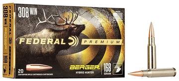 Picture of Federal Classic Hunter Berger Hybrid Rifle Ammunition .308 Win 168 gr BTHP 2800 fps 20/ct P308BCH1