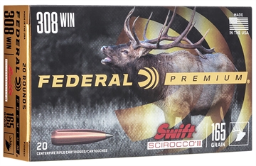 Picture of Federal Swift Scirocco II Rifle Ammunition .308 Win 165 gr Poly Tip 2700 fps 20/ct P308SS1