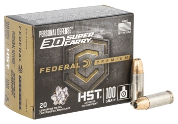 Picture of Federal Premium Personal Defense 30Super Carry 100gr HST Jacketed Hollow Point 20 Per Box/10 Case P30HST1S