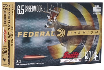 Picture of Federal Swift Scirocco II Rifle Ammunition 6.5mm Creedmoor 130gr Poly Tip 2800 fps 20/ct P65CRDSS1