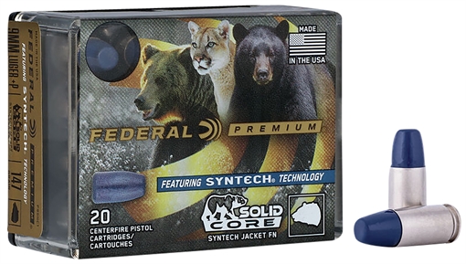 Picture of Federal Premium 9mmLuger+P 147gr Solid Core Synthetic Flat Nose 20 Per Box/10 Case P9SHC1