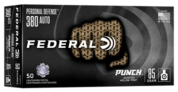 Picture of Federal Punch 380ACP 85gr Jacketed Hollow Point 50 Per Box/10 Case PD380P1G