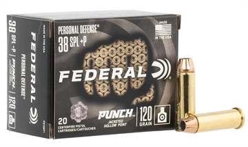 Picture of Federal Punch Personal Defense 38Special+P 120gr Jacketed Hollow Point 20 Per Box/10 Case PD38P1
