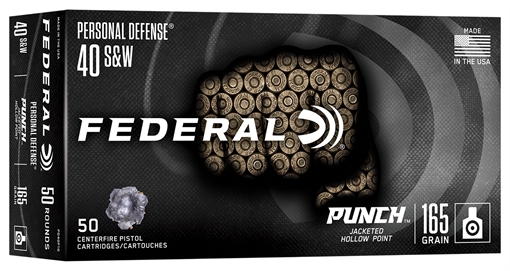Picture of Federal Punch 40S&W 165gr Jacketed Hollow Point 50 Per Box/10 Case PD40P1G