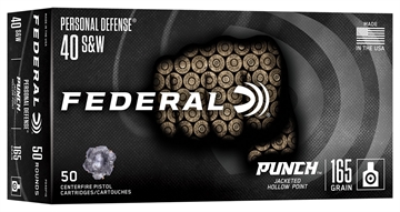 Picture of Federal Punch 40S&W 165gr Jacketed Hollow Point 50 Per Box/10 Case PD40P1G