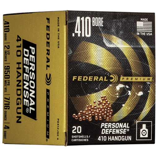 Picture of Federal Premium Personal Defense 410 Handgun Shotshell Ammunition - Judge .410 ga 2 1/2" 7/16 oz #4 950 fps - 20/box PD412JGE 4