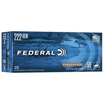 Picture of Federal Federal Power-Shok Rifle Ammo 222 Rem 50 gr. Jacketed Soft Point 20 rd. 222A