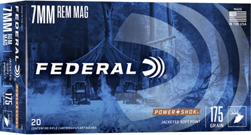 Picture of Federal Power-Shok 7mmRemMag 175gr Jacketed Soft Point 20 Per Box/10 Case 7RB