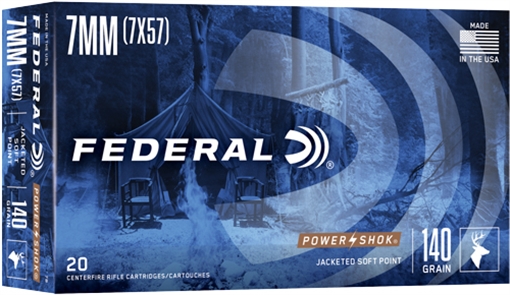 Picture of Federal Federal Power-Shok Rifle Ammo 7mm Mauser 140 gr. Jacketed Soft Point 20 rd. 7B