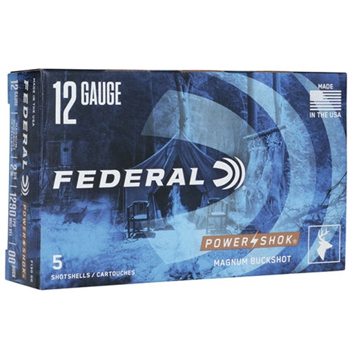 Picture of Federal F13000 Power-Shok Magnum 12Gauge 2.75" 12Pellets 1 7/16oz 00BuckShot 5 Per Box/50 Case F13000 F130 00