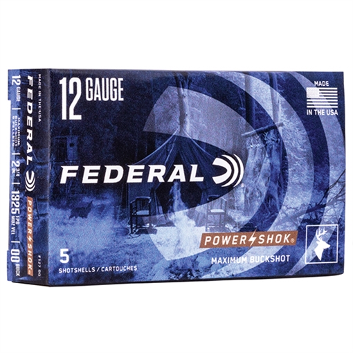 Picture of Federal F12700 Power-Shok Magnum 12Gauge 2.75" 9Pellets 1 3/16oz 00BuckShot 5 Per Box/50 Case F12700 F127 00