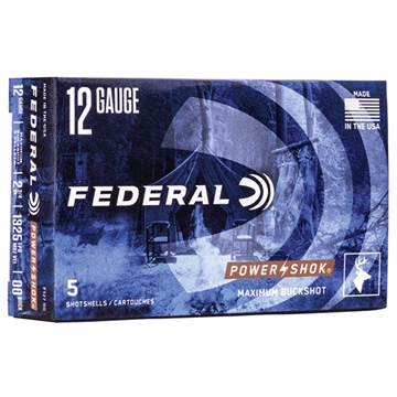 Picture of Federal  Power-Shok Magnum 12Gauge 2.75" 9Pellets 1 3/16oz 00BuckShot 5 Per Box/50 Case  F127 00