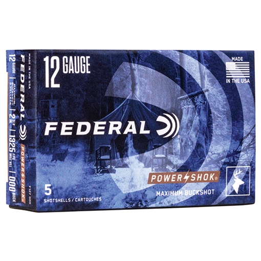 Picture of Federal F127000 Power-Shok Magnum 12Gauge 2.75" 8Pellets 000BuckShot 5 Per Box/50 Case F127000 F127 000