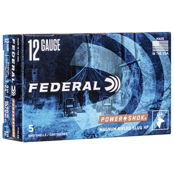 Picture of Federal PowerShok, 12 Gauge, 2.75", Mag Dram, 1.25oz, Rifled Slug, Hollow Point,5 Round Box F130RS F130 RS