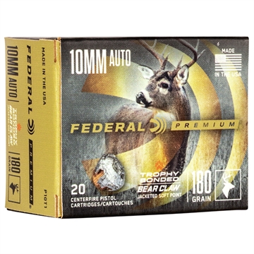 Picture of Federal Premium 10mmAuto 180gr Trophy Bonded Bear Claw Jacketed Soft Point 20 Per Box/10 Case P10T1